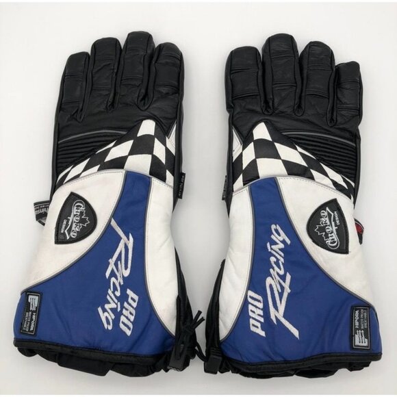 Choko Other - Vtg Choko Pro Racing Leather Snowmobile Gloves Insulated Blue Black White Mens M